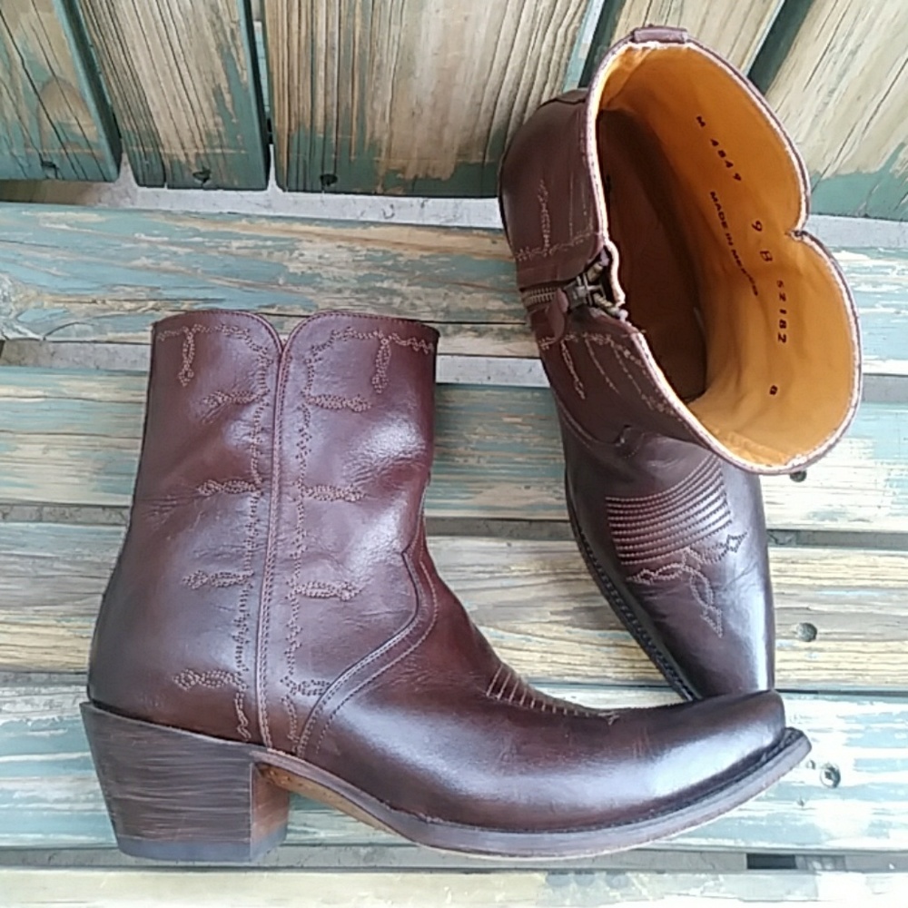 🎈Lucchese Leather Shortie Cowboy Boots M4849 - Picture 3 of 8